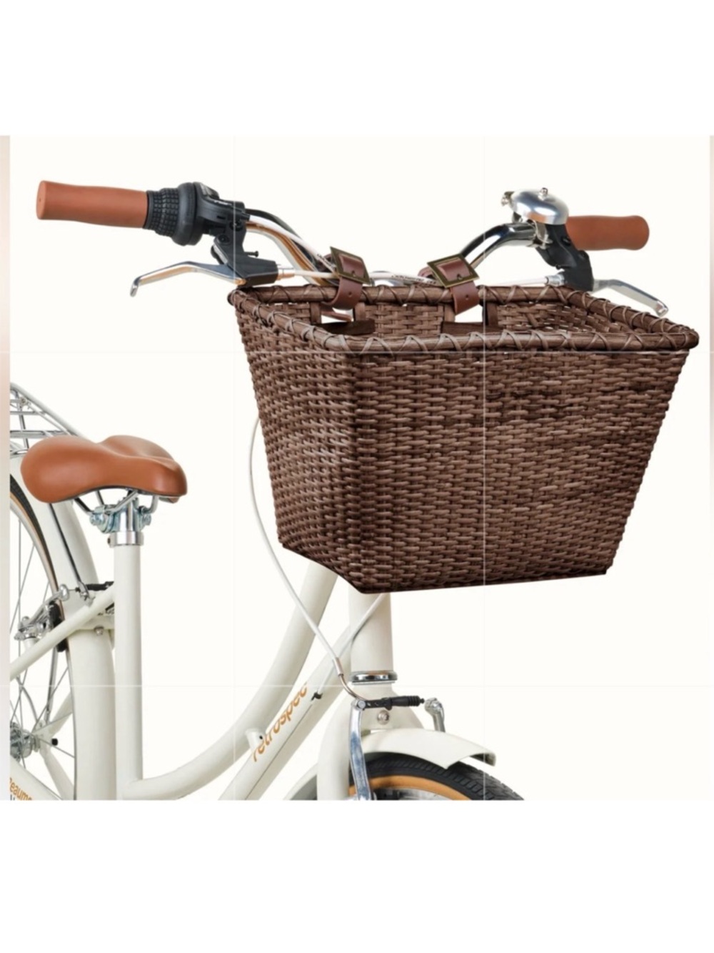 Brown Wicker Handlebar Bike Basket